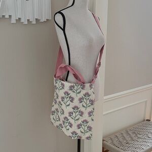 Cottagecore Floral Tote Bag Pink Strap Romantic Vintage Inspired Soft Girl